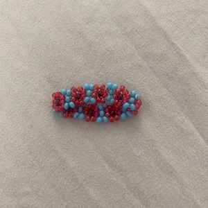 red and blue beaded flower ring 🌹🦋